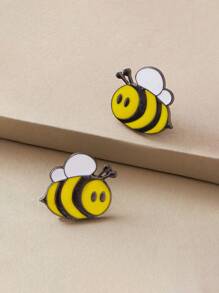 1pc Cute Bee Brooch, Couple Symmetrical Left And Right Decorative Pin For Jacket, Cardigan, Scarf, Clothing Accessory, Multiple Function Decoration, Backpack Accessory, Cartoon Brooch