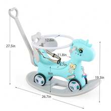 Rocking Horse For Toddlers, Balance Bike Ride On Toys With Push Handle, Backrest And Balance Board For Baby Girl And Boy, Unicorn Kids Riding Birthday(Available In Pink And Blue) - Blue - View 2