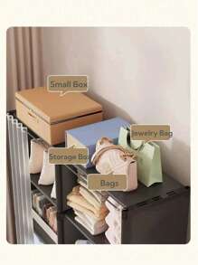 Armario con cortinas de 6 capas a prueba de polvo con estantería para zapatos, estantería de almacenamiento de alta capacidad para el dormitorio, mueble de lavado, organización de ropa para sala de estar, armario de almacenamiento de montaje sencillo - Multicolor - Ver 7