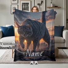 1PC Pet Cat Background Blanket, Personalized Name Blanket, Cozy Custom,Unique,Personalized Ideal Gifts For Him Her,Boyfriend,Girlfriend,Dad,Mom,Family,Friends,Pets For Anniversaries,For Valentine's Day,For Mother's Day,For Birthdays,For Children's Day,For Father's Day,For Weddings,For Graduation,For Christmass,For Housewarming Sofa,Bed,Car,Bedroom,Living Room