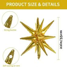 5Pcs 4D Star Foil Balloons Star Explosion Balloons 22inch Balloons Christmas Birthday Wedding Party Decor