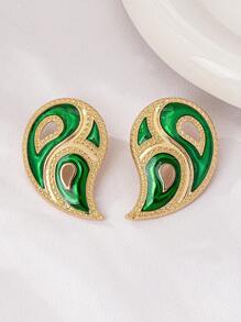 1 对金属水滴耳钉，优雅复古风格，适合日常、节日和各种场合 - 水滴 - 查看 2