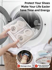 1pc Household Washing Machine Shoe Washing Bag Anti-Deformation Thickened Mesh Bag Summer Shoe Storage Box Can Be Placed In The Washing Machine Can Be Hung To Dry Household Shoe Washing Bag Suitable For Washing Machine And Dryer Travel Portable Storage Bag Laundry