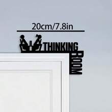 1pc Humorous Metal Toilet Door Sign - Wall-Mounted Bathroom Decor, Printed With "Thinking Space" - Surface Mounted Door Plaque, Suitable For Home, Bathroom, Toilet, Office. Bedroom Decor, Home Decor, Wall Decor - Black - View 7
