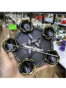 1PC Pentagram Seven-Star Array Crystal Ball Base,Five Awn Star Array Crystal Ball Resin Base Ornaments, Resin Base, For Home Room Living Room Office Decor,Stand Sphere Base Holder Magic Ball Display Stand Furniture Decor