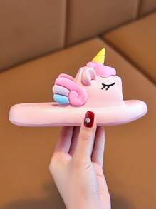 女孩卡通可爱 EVA 软底小马驹室内防滑厚底拖鞋，夏季 - 粉色 - 查看 7