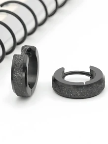 nkeybbon 2 件定制原装 18K 沙特黄金可典当简约磨砂圆形男士耳环配饰珠宝礼品防过敏姓名字雕刻 - 彩色 - 查看 6