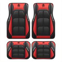 4pcs/Set Car Floor Mats For PE - Anti-Slip, Washable, All Season Protection, Black And Purple, With Rhinestone Stitching - Suitable For Cars, Trucks, SUVs - Polyester Design, Full Set Of Car Floor Mats - Multicolor - View 9