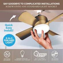 Bell+Howell Socket Fan Light With Remote - 1800cfm Ceiling Fan Screws Into The Light Socket - Black - View 7