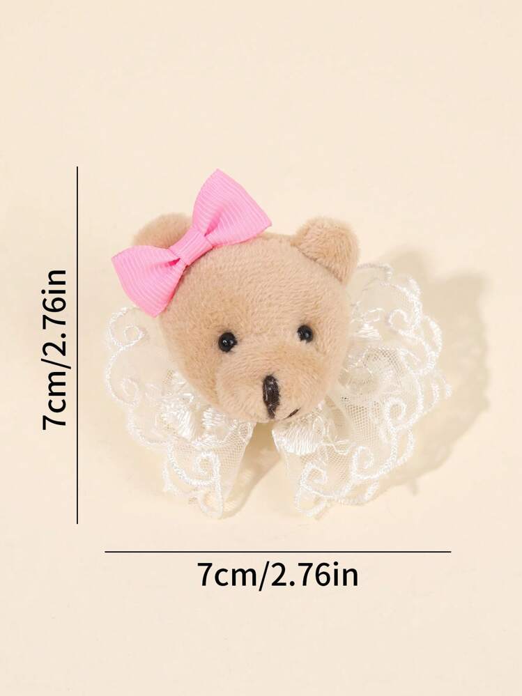 クマのヘアクリップ チュールメッシュデコレーション かわいいクマの