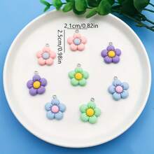 10pcs Assorted Colorful Floral Design Resin Pendant Charms, Cute Jewelry Making Accessories For DIY Necklaces, Bracelets, Earrings, Key Chains