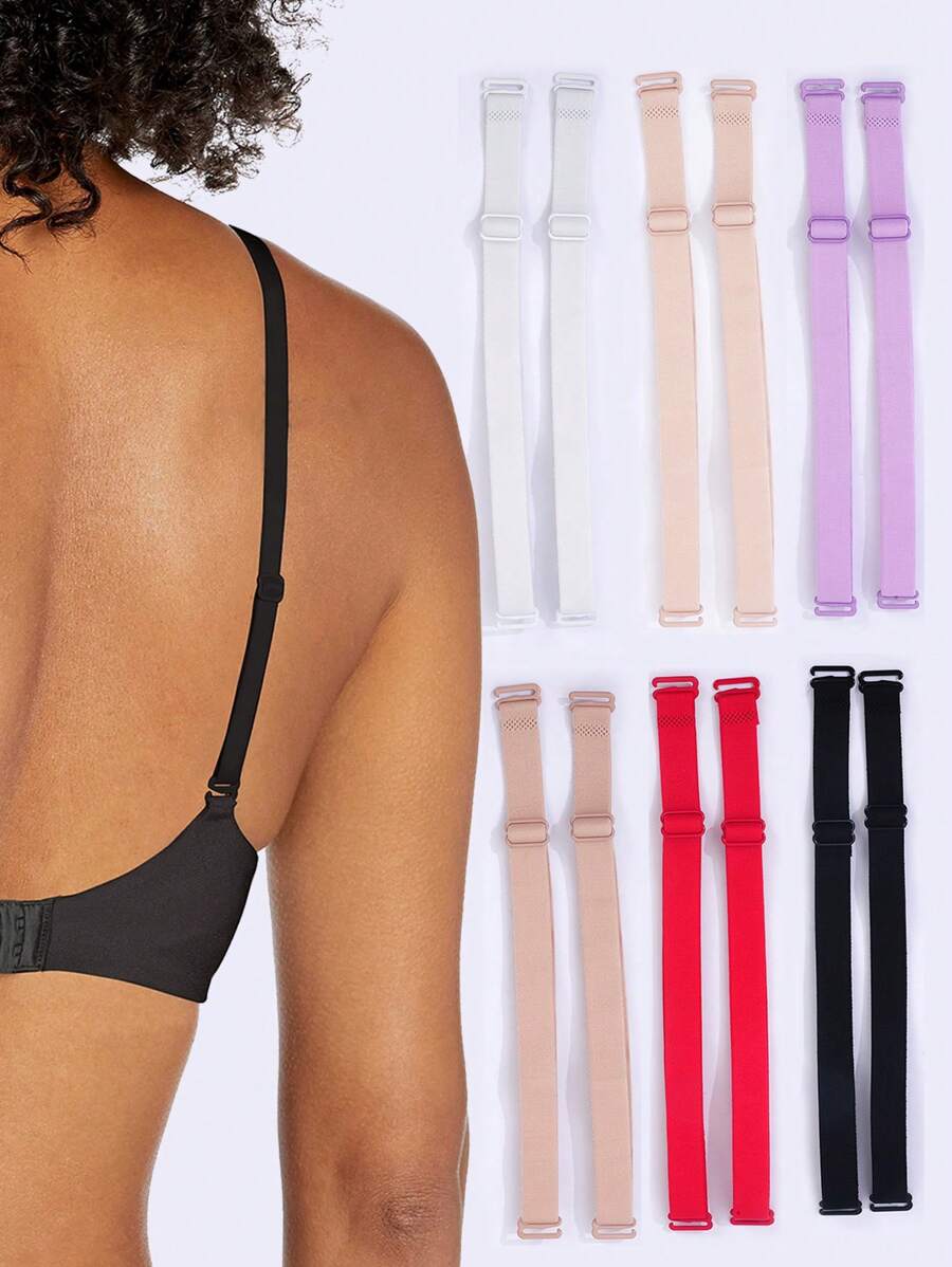 2 Pairs Women Bra Straps, Non-Slip Adjustable Elastic Bra Strap Lingerie Accessories - Multicolor - View 1