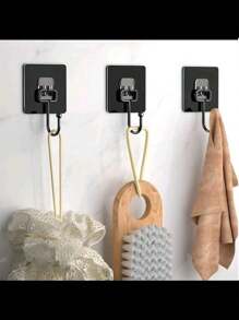 1pc Strong Adhesive Hooks Kitchen Wall Hooks (Max) Nail-Free Adhesive Coat Hangers With Stainless Steel Hooks Reusable Practical Towel Shower Cap Hooks