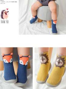 1 par de calcetines de bebé y niño pequeño antideslizantes con diseños de dibujos animados, calcetines para usar en casa para bebés
