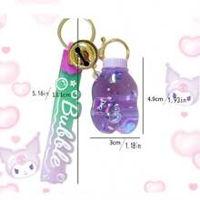 Sanrio 1 bucă breloc pentru sticle de lapte cu desene animate creativ, rafinat și drăguț, care curge lichid, cu pandantiv, accesorii pentru pungi, cadouri mici (personajele din sticlă rămân neschimbate, în timp ce modelele se schimbă aleatoriu)