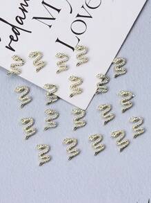 20 pièces Charms d'ongles en forme de serpent, décoration d'art des ongles 3D, bijoux de clou en alliage punk gothique, accessoires de manucure DIY pour salon