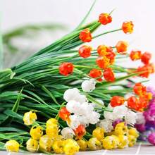 4 Ramos de Flores de Tulipán de Plástico, Flores Artificiales Falsas para Decorar el Hogar, Jardín, Patio, Porche, Macetas, Interiores, Habitaciones y Exteriores, Decoración de Granja para Primavera y Verano