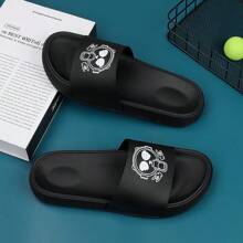 Plus Size Men's Summer Breathable Anti-Slip Non-Odor Thick Sole Simple Fashion Open Toe Slides, Soft Sole Anti-Skid Bath & Beach Slippers For Indoor & Outdoor Wear - White - View 3