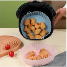 Kit 6 Forma de Silicone Para Fritadeira Air Fryer Antiaderente Cozinha Com Alça