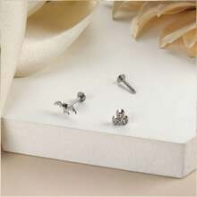 1pc Piercing Jewelry For Women Men 16G 6MM 8MM Helix Cartilage Conch Earring Stud Stainless Steel Internally Threaded Medusa Lip Monroe Ring Labret Nose Stud Set