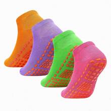 1/4 paire de chaussettes antidérapantes en silicone unisexe pour le trampoline, convenant aux femmes et aux hommes pour l'hôpital, le yoga, le pilates et les sports d'intérieur