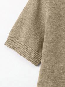 2026 Spring/Autumn New Light Brown Knit Top For Women, Urban Chic Casual Style, Suitable For Commuting, Workplace, Leisure, Short Trips, City Strolls, Thanksgiving, New Year, Music Festivals, Libraries, Independent Bookstores, Museums, Cafes, Or Gallery Lounges - Machi Brown - View 5