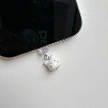 Spring New Cute White Ceramic Rabbit Charging Port Dust Plug Compatible With Iphone, TYPE-C, Android Mobile Phones - White Ceramic Rabbit Dust Plug - View 10