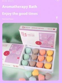 1盒12个*15克心形香薰足浴球植物精油浴盐球女士礼盒装随机包装