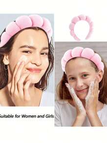 1 Pc Face Wash Band / 2 Pcs Wrist Wash Band / 3 Pcs Set Velvet Plush Swan Spa Headbands, Make Up Headbands, Face Wash Headbands, Skin Care Headbands, Bubble, Spa, Wristbands For Women And Girls