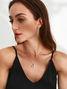 Set de 3 piezas/caja de Pendientes, Collar con Círculo y Corazón de Circonita Brillante, para uso diario, fiesta, citas, boda, regalo nupcial, regalo para el amante, regalo para la mamá, regalo de Día de San Valentín, regalo de cumpleaños, regalo de Año Nuevo, mamá, madre, Día de la Madre, regalo