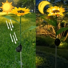 Lanterne solaire, convient pour une utilisation intérieure et extérieure, applicable pour le jardin, la cour, les fêtes, la décoration de camping, l'éclairage de pelouse, décoration de paysage à LED avec tournesol simulé - lumière chaude - Voir 3