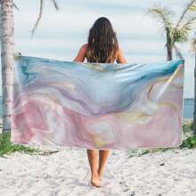 1pc Oversized Beach Towel, Golden Plush Bath Towel, Essential Travel & Holiday Gift, Swimming Pool Towel, Adult Women & Men Beach Necessity, Holiday Gift Summer, Holiday
