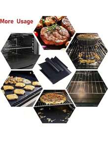 1PC/4PCSTấm lót lò nướng chống dính phủ sợi thủy tinh màu đen có thể tái sử dụng, Tấm lót lò vi sóng, Tấm lót lò nướng - Nhiệt độ cao, Tấm lót lò vi sóng, Tấm lót lò nướng chống dính - màu đen - Xem 2