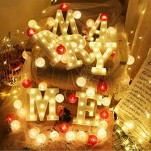 1pc LED Strip Light Marquee Sign - White Illuminated Letter Decoration For Home, Wedding, Birthday And Party - Waterproof Bulbs, 6.3" Height, PVC Material, Battery Powered Box, Ideal For Bar Or Desktop Decor