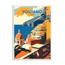 1 pieza Pintura de lienzo La Dolce Vita y Vintage Spritz Positano Italia sin marco para decoración de habitación de invitados y como regalo