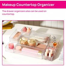 7/10/14 PCS Clear Drawer Organizers Bins, 4-Size Stackable Makeup And Vanity Drawer Organizer Trays, Acrylic Bathroom Drawer Storage Containers For Cosmetic, Office Supply, Kitchen Utensils Gadgets