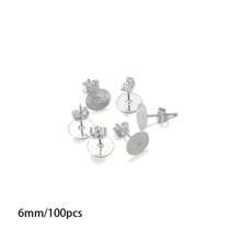 10/100pcs Multi-Size Metal Blank Post Round Stud Earrings Base Earbuds DIY Earbuds Make Earring Accessories