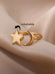 1 pièce Bague à cristaux de luxe en forme de flocon de neige pour femmes. Bague rotative, anti-stress, réglable, cadeau de mode bijoux anti-anxiété