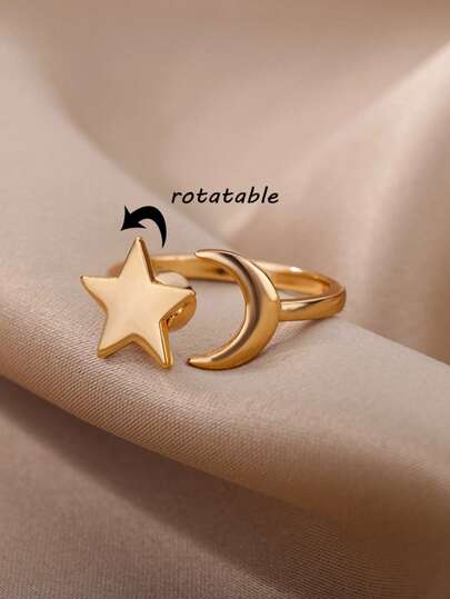 1 Stück luxuriöser kristallener Schneeflocken-Ring für Frauen, drehbar, Zappelring gegen Angststörung, verstellbar, Modeschmuck Geschenk