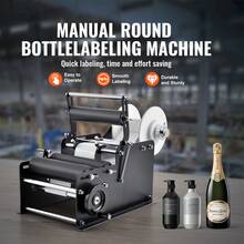 Manual Round Labeling Machine, Black/White, Bottle Label Applicator For Round Bottles/Boxes, Fruits Labeling, Adjustable Manual Round Bottle Labeler Suitable For Bottle Diameter 0.78-4.72 Inches /With Pressing Bar - Black With Pressing Bar - View 2