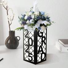 1pc Graduation Table Centerpiece 2025 Graduation Lantern Box Lantern Congratulations Graduate School Graduation Party Photo Props Graduation Party Table Decoration, Hollow Vase, Pen Holder, Dining Table Centerpiece (Black) Lamp Not Included Gifts Birthday