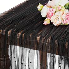 4 Pieces Pearl Table Runner Tulle Fabric Lace Tablecloth For Bridal Shower Birthday Party Wedding Arch Veil Thanksgiving Halloween Christmas Dessert Table Decorations