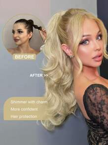 Cái vuốt Phần mở rộng tóc đuôi ngựa Phụ kiện tóc Vàng Màu sắc 22 Inch Dài Tự nhiên Xoăn Sóng Chống nóng Chất xơ Sợi tổng hợp Tóc đuôi gà Tóc giả piece Dành cho Cô gái NỮ Hằng ngày - Vàng - Xem 4