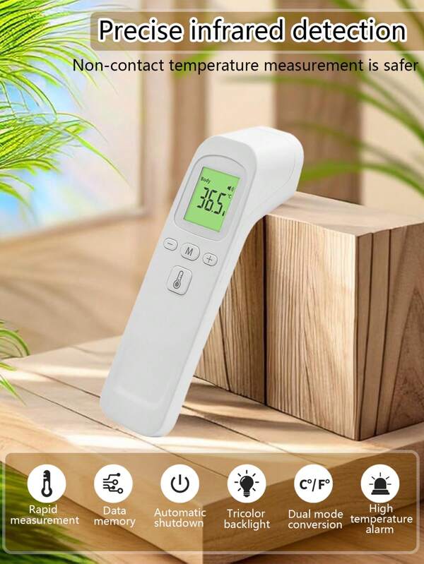 1 Pc Portable Electronic Thermometer, Non-Contact Forehead Thermometer Gun, LED Digital Display Body Temperature Gun, High Temperature Alarm, Suitable For Travel And Home (Excluding Batteries)
