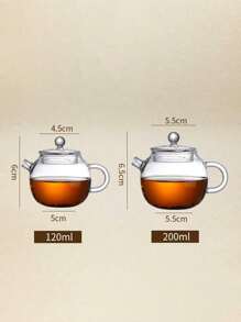 1pc Small Borosilicate Glass Teapot With Lid And Filter, Suitable For Home Use - Transparent - View 10
