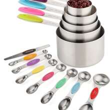 8/13/17 件套装，量杯和量匙套装，不锈钢量杯和量匙套装，双面磁性量匙套装，带间隙刻度量杯和量匙套装，适用于干性和液体成分 - 厨房工具 - 烘焙用品