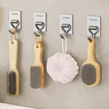 2 PIEZAS Gancho de acero inoxidable, colgador de pared sin taladro y sin rastro, gancho adhesivo para cocina, baño, puerta, dormitorio, soporte de pared resistente para almacenamiento