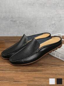 穆勒鞋 闭趾拖鞋 男士半拖鞋 男士拖鞋 简约休闲优雅复古假日个性时尚现代男士假日派对海滩旅行夏季黑白蓝透气轻便防滑舒适套穿拖鞋男士纯色鞋 2024 新款男鞋 45 46 47 大码男鞋 PU 皮革圆头低帮鞋平底男凉鞋男拖鞋男便鞋男半拖鞋男士休闲鞋男士乐福鞋男士凉鞋男士白色鞋子白色 - 黑色 - 查看 3