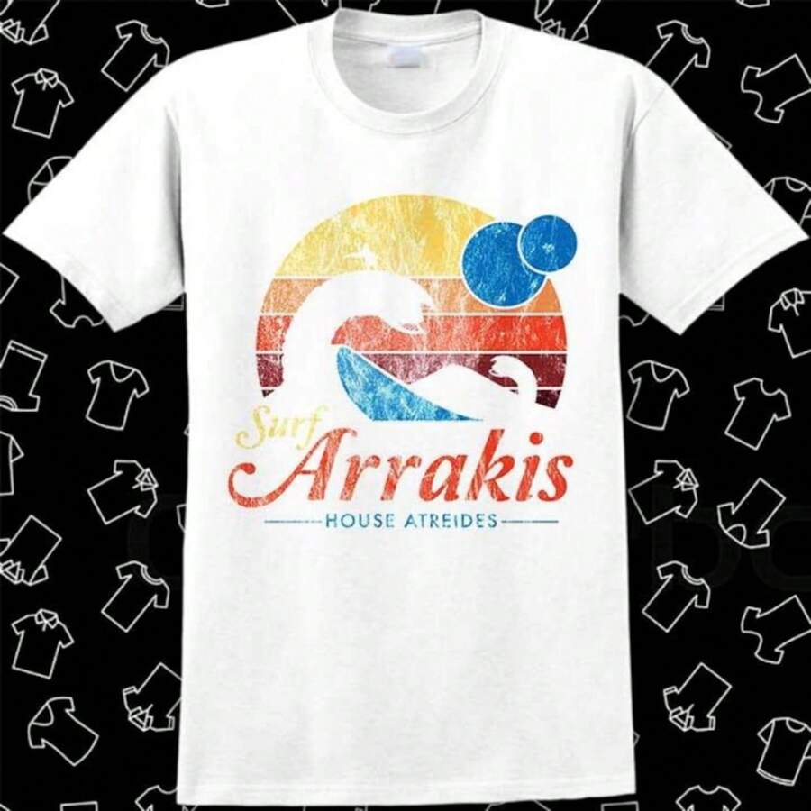 Dune Arrakis Rakis Surf Sci Fi T Shirt Meme Gift Funny Tee Vintage Style Unisex Gamer Cult Movie Music Top  Womens Adult Tee R610 - trắng - Xem 1