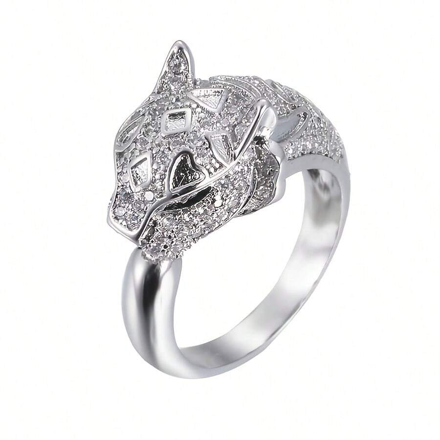 1pc Open Ring, Creative & Cubic Zirconia Embellished Ladies Fashion Simple Elegant Versatile Finger Ring - Silver - View 1